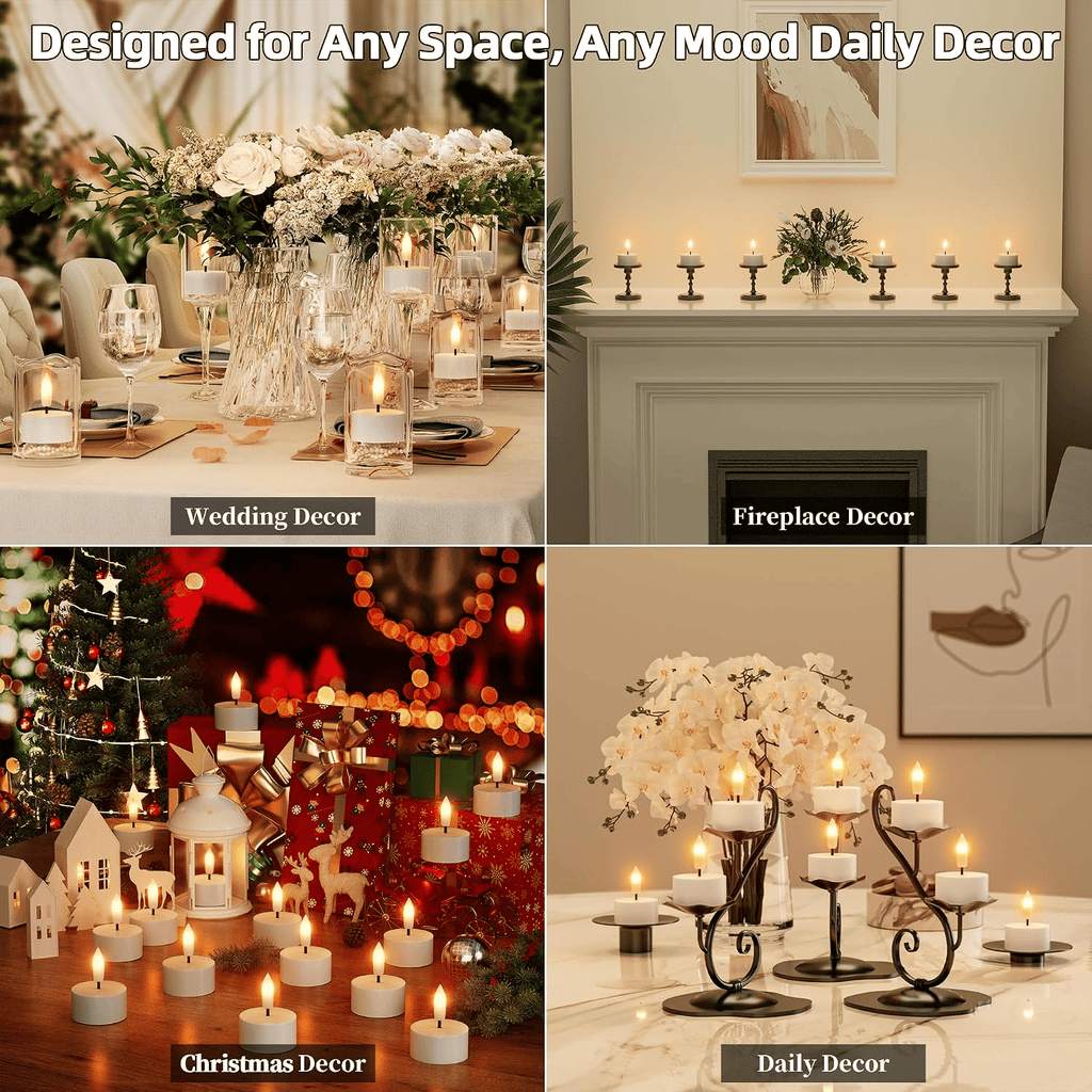 🕯️ Rechargeable Flameless LED Tea Lights – Flickering Candles with Charging Station & Remote