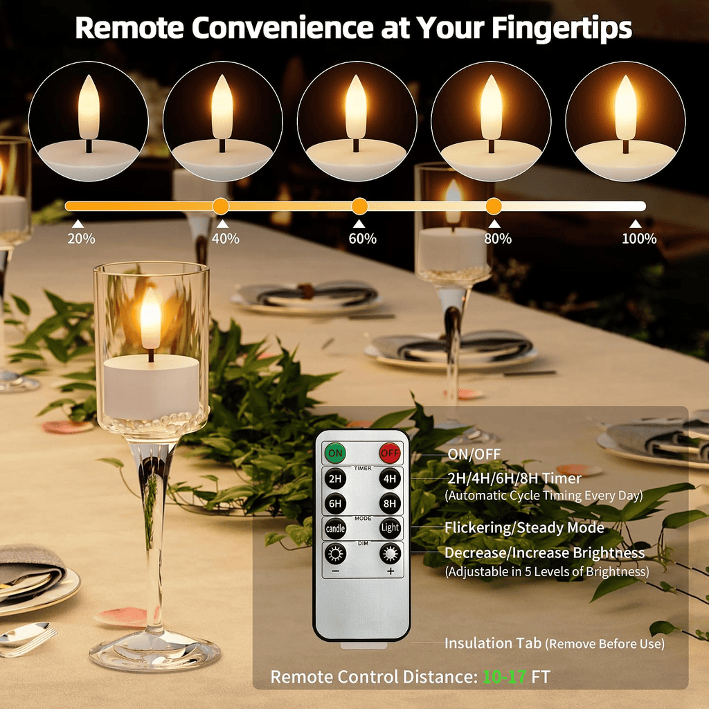 🕯️ Rechargeable Flameless LED Tea Lights – Flickering Candles with Charging Station & Remote